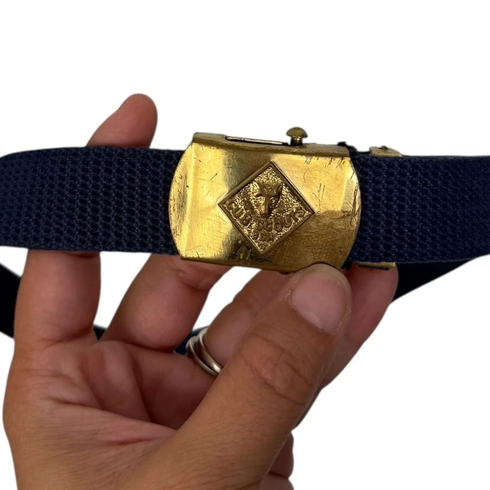 Boy Scouts of America Belt Solid Brass Buckle Uniform Web Adjustable 32inch D14Q